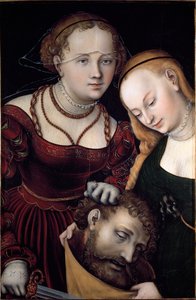 Judith szobalánnyal és Lucas Cranach, the Elder Holoferne-festményének feje (1472-1553) 1530 V. 77x52,5 cm Bécs, Kunsthistorisches Museum - Judit Holofernész fejével és egy szolgálóval. Olaj, fa 77 x 52,5 cm alkotó: Lucas the Elder Cranach