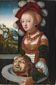 Salome avec la tete de Saint Jean Baptiste – Salome Keresztelő Szent János fejével, Cranach, Lucas, az idősebb (1472-1553). Olaj, fa, c. 1527-1530. Mérete: 88,4x58,3 cm. Szepmuveszeti Múzeum, Budapest