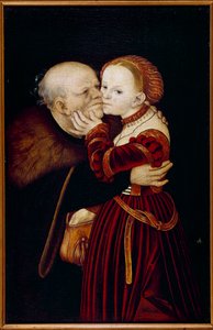 A vén bolond. Lucas Cranach (1472-1553) festménye (Ec. All.) XVI. század. Prága, Nemzeti Galéria – A vén bolond. Lucas Cranach (1472-1553) festménye (német iskola). 16. század. Nemzeti Galéria, Prága
