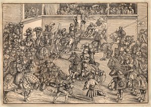 Tournoi - Verseny - Cranach, Lucas, az idősebb (1472-1553) - 1509 - Fametszet - 29,8x42,7 - Magángyűjtemény alkotó: Lucas the Elder Cranach