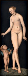 Vénusz Ámor, a méztolvajjal, Cranach, Lucas, az idősebb (1472-1553). Olaj, fa, 1537 után. Mérete: 175,4x66,3 cm. Germanisches Nationalmuseum, Nürnberg alkotó: Lucas the Elder Cranach