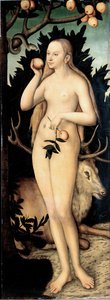 "Eve" Lucas Cranach II. festménye (1515-1586) 1537 után Méret: 171 x 63 cm Németország Drezdai Állami Művészeti Gyűjtemények