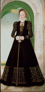 Dán Anna portréja (1532-1585) Augustus szász választófejedelem felesége (1526-1586) Fiatal Lucas Cranach (1515-1586) festménye 1565 V. 215x104 cm Bécsi Kunsthistorisches Museum