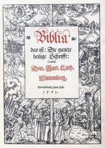 Címlap, finom képi szegéllyel a "Biblia, das ist: A teljes szentírás: német"-ből, Luther Márton fordítása, 1560-1561