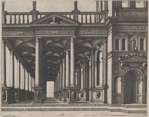 Nyitott terem Korinthoszi oszlopok által támogatott alkotó: Lucas van Doetechum and Johannes