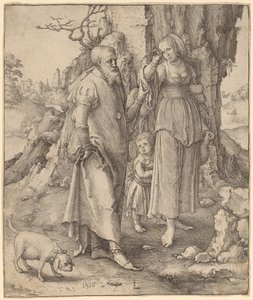 Ábrahám megtagadja Hágart alkotó: Lucas van Leyden