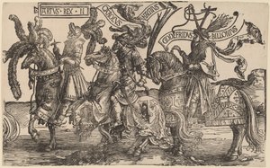 Arthur, Nagy Károly (Charlemagne), Bouillon Godfry alkotó: Lucas van Leyden