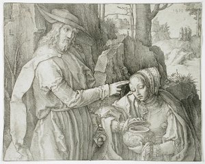 Krisztus kertészként megjelenik Szent Mária Magdolnának alkotó: Lucas van Leyden
