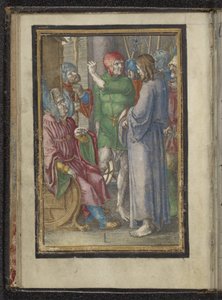 Krisztus Anna előtt Krisztus szenvedése (sorozat címe) alkotó: Lucas van Leyden