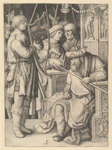 Dávid hárfán játszik Saul előtt alkotó: Lucas van Leyden