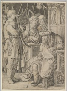 Dávid hárfán játszik Saul előtt alkotó: Lucas van Leyden