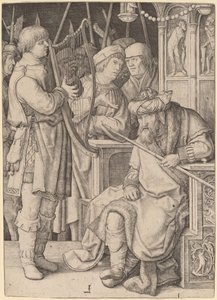 Dávid hárfán játszik Saul előtt alkotó: Lucas van Leyden