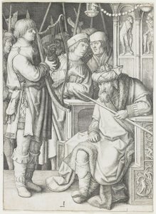 Hárfázó Dávid Saul előtt, 1508 körül alkotó: Lucas van Leyden