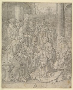 Eszter Ahasvérus előtt, 1518. alkotó: Lucas van Leyden