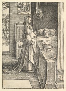 Jézabel Nábót szőlőit ígéri Akháb királynak, kb. 1517. alkotó: Lucas van Leyden
