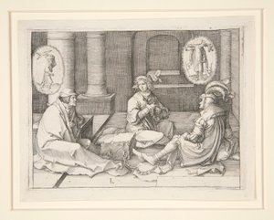 József megmagyarázza az álmokat a börtönben (1Móz 40:5-19) alkotó: Lucas van Leyden
