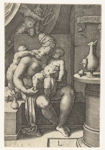 Szeretet Caritas (cím a tárgyon) Hét erény (sorozat címe) alkotó: Lucas van Leyden
