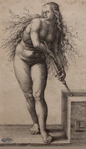 Lucretia öngyilkossága, 1514 és 1515 között (metszet) alkotó: Lucas van Leyden