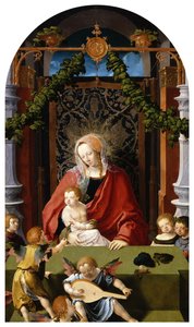 Mária a gyermekkel és angyalokkal alkotó: Lucas van Leyden