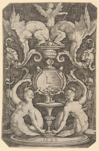 Dísztábla két szirénával, 1528. alkotó: Lucas van Leyden