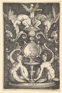 Dísztábla két szirénával, 1528. alkotó: Lucas van Leyden