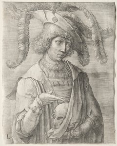 Egy koponyás fiatalember portréja alkotó: Lucas van Leyden