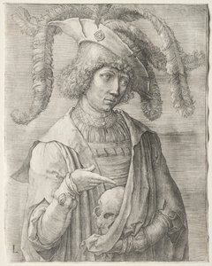 Koponyás fiatalember portréja, c. 1519. alkotó: Lucas van Leyden