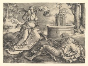 Pyramus és Thisbe, 1514. alkotó: Lucas van Leyden