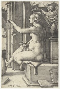 Igazságszolgáltatás Iusticia (cím a tárgyon) Hét erény (sorozat címe) alkotó: Lucas van Leyden