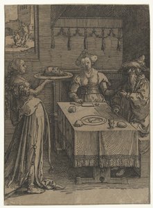 Salome Keresztelő János fejével Kis sorozatú női listák (sorozat címe) alkotó: Lucas van Leyden