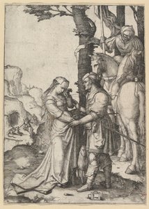 Szent György felszabadítja a hercegnőt, kb. 1508. alkotó: Lucas van Leyden