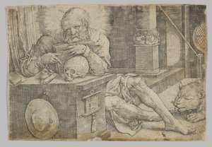 Szent Jeromos tanulmányában, 1521. alkotó: Lucas van Leyden