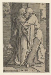 Szent Joachim Szent Annát ölelve, 1520. alkotó: Lucas van Leyden