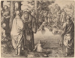Krisztus megkeresztelkedése a Jordánban alkotó: Lucas van Leyden