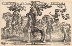 A kilenc hős: Trójai Hektor, Macedón Sándor, Julius Caesar, 1515-1517. alkotó: Lucas van Leyden