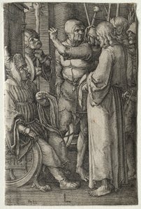 A szenvedés: Krisztus a főpap előtt, 1521. alkotó: Lucas van Leyden
