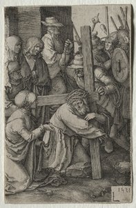 A szenvedés: Krisztus a keresztet hordozó Krisztus alkotó: Lucas van Leyden