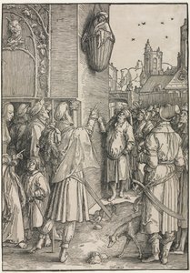 A nők hatalma: Vergilius költő kosárba függesztve, c. 1512. alkotó: Lucas van Leyden