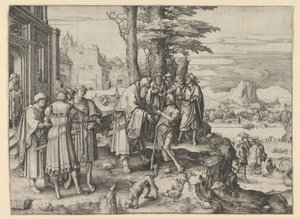 A tékozló fiú visszatérése, kb. 1510. alkotó: Lucas van Leyden