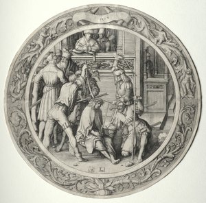 A kerek passió: tövisekkel megkoronázott Krisztus alkotó: Lucas van Leyden