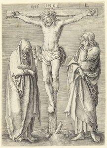 Szűz Mária és Szent János a kereszt lábánál alkotó: Lucas van Leyden