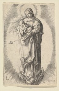 Szűz gyermekkel a félholdon, 1523. alkotó: Lucas van Leyden