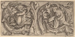 Triton és sziréna indákban alkotó: Lucas van Leyden