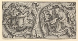 Triton és sziréna indákban, kb. 1510. alkotó: Lucas van Leyden