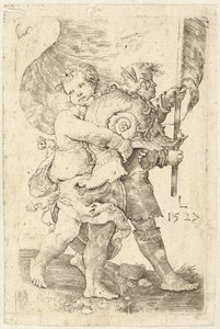 Két fiú sisakkal és standard, 1527. alkotó: Lucas van Leyden