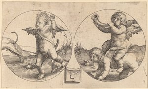 Két Cupido két körben alkotó: Lucas van Leyden