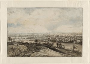 Panorámás folyami táj pollard fűzfákkal alkotó: Lucas van Uden