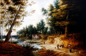Erdős táj (olaj, réz) alkotó: Lucas van Uden