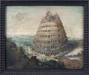 Bábel-torony. Lucas Van Valkenborch festménye (1535-1597 körül), olaj, fa, flamand művészet alkotó: Lucas van Valckenborch