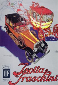 Isotta Fraschini autókat reklámozó plakát